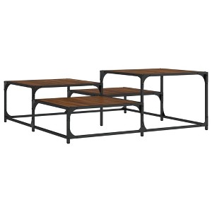 vidaXL Coffee Table Brown Oak - Engineered Wood with Metal Frame - Indoor Square Table for Living Room - Modern Industrial Decor - 1 of 4