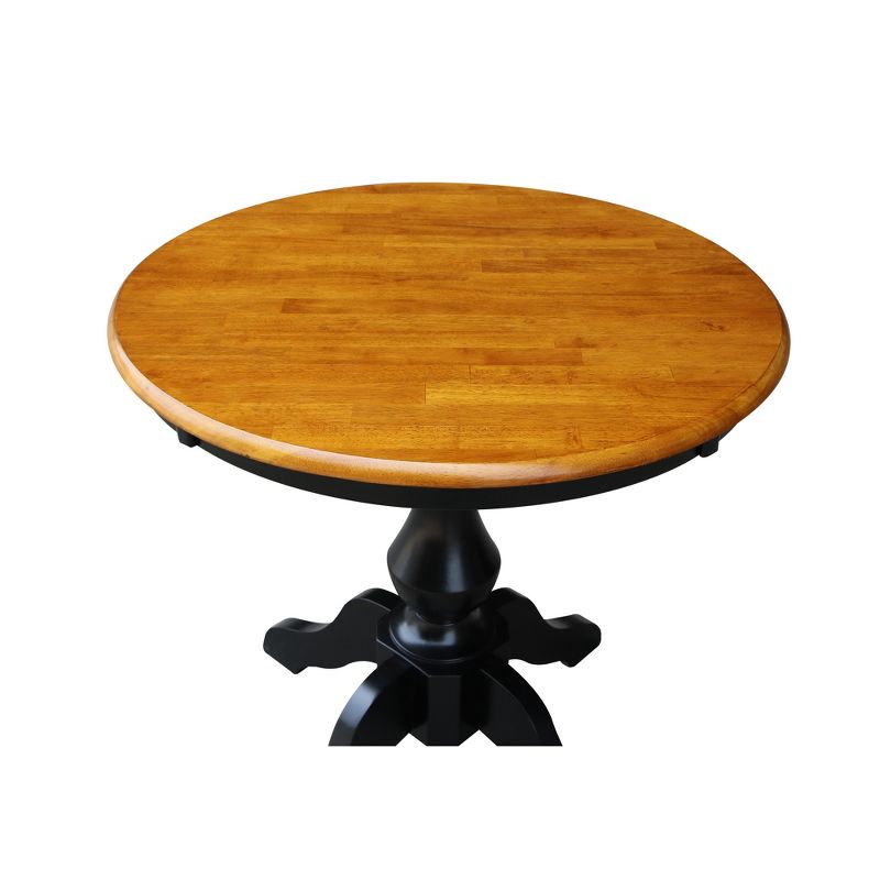 30" Lucy Round Top Pedestal Table Dining Height Black/Cherry - International Concepts, 5 of 7