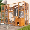 118" Outdoor Cat Enclosure with Shelves and Ramps, Large Cat Patio Playground with Roof, Cat Cage with FREE House-The Pop Home - 2 of 4