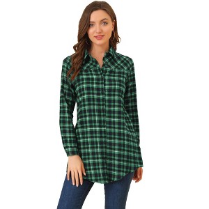 Allegra K Women's Plaid Asymmetric Open Front Cardigan - 1 of 4