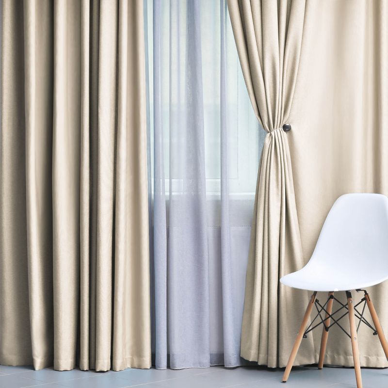 Classic Modern Solid Room Darkening Semi-Blackout Curtains, Set of 2 by Blue Nile Mills, 5 of 7