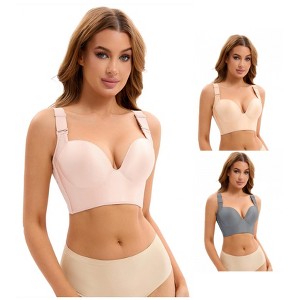 INSPIRE CHIC 3 Pcs Women's Wirefree Convertible Tummy Control 6 Hooks Push Up Bras - 1 of 4