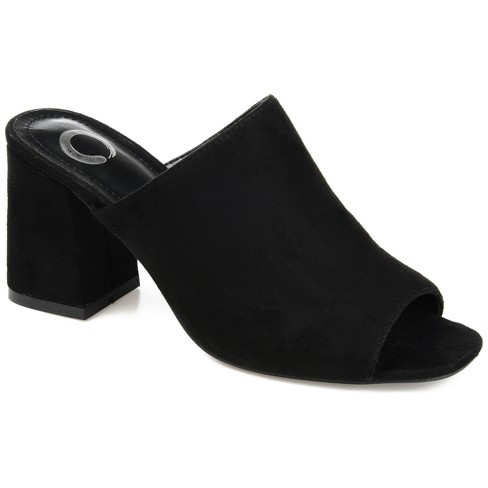 Journee Collection Womens Adelaide Peep Toe Slip On Block Heel Sandals,  Black 12 : Target