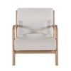 Wood Frame Lounge Chair with Corduroy Upholstery, Plush Ribbed Seat and Matching Lumbar Cushion, Scandinavian Design - 3 of 4