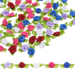 Unique Bargains Mini Ribbon Roses Fabric Flowers for Crafts Wedding 100 Pcs - 1 of 4
