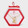 14K Gold Dipped Cubic Zirconia Puffy Heart Charm Initial Necklace - A New Day™ Gold - 3 of 4