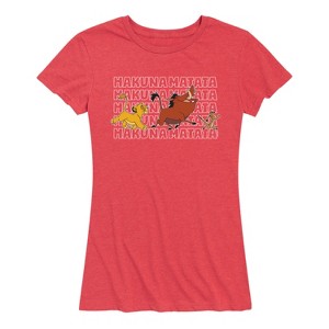 Women's - The Lion King - Simba Timon and Pumbaa Hakuna Matata Stacked Short Sleeve Graphic T-Shirt - 1 of 4