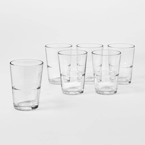 Yellow Faceted Stackable Drinking Glasses Set of 4