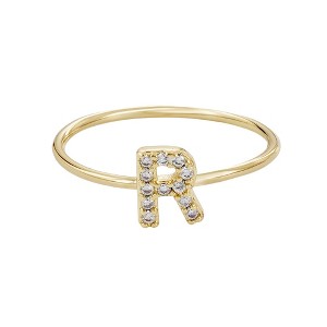 Adornia 14k Gold Plated CZ Pave Initial Ring - 1 of 3