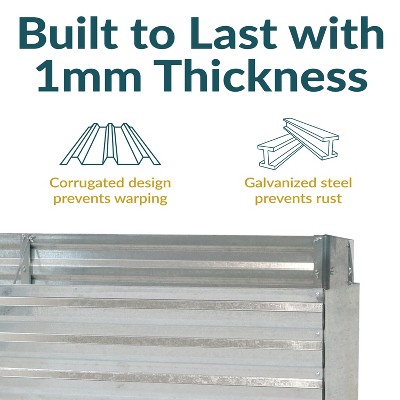 Silver Galvanized Steel L-Shaped Raised Garden Bed