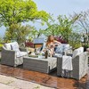 HAPPATIO Patio Conversation Set for 4, All-Weather Patio Furniture Set, PE Wicker Outdoor Sectional Sofa - 3 of 4