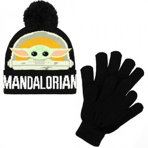 Adult Star Wars The Mandalorian The Child Cuff Pom Beanie & Gloves 2-Piece Winter Combo - 1 of 2