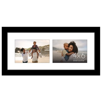 Americanflat 6x14 Collage Picture Frame with Shatter-Resistant Glass, Fits Two 4x6 Photos or One 6x14 Photo, Gallery Wall Frame Set  Black