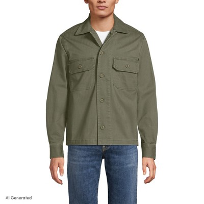 Lands' End Men's Herringbone Utility Shirt Jacket - Large - River Stone Green — фото 5