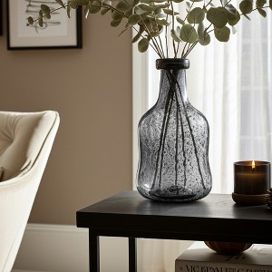 Glam Glass Vase - Decorative Modern Glass Accent for Home, Living Room, Bedroom & Office - Gray - 1 of 4