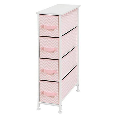 Mdesign Narrow Vertical Dresser Storage Organizer Tower 4 Drawer Pink Chevron Target