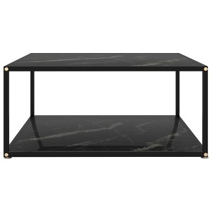 vidaXL Coffee Table End Table Living Room Sofa Table Black Tempered Glass - 1 of 4