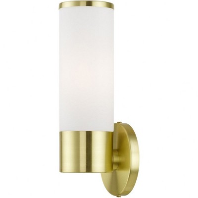 Elegant Satin Brass Wall Sconce with Satin Opal White Glass