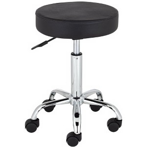 Studio 55D Kelly Chrome Swivel Bar Stool Silver 24 1/2" High Adjustable Modern Rolling Black Round Faux Leather Cushion for Kitchen Counter Island - 1 of 4