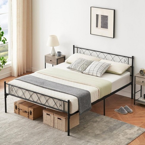 Whizmax Full Size Sturdy Metal Platform Bed Frame With Iron-art Sweet ...