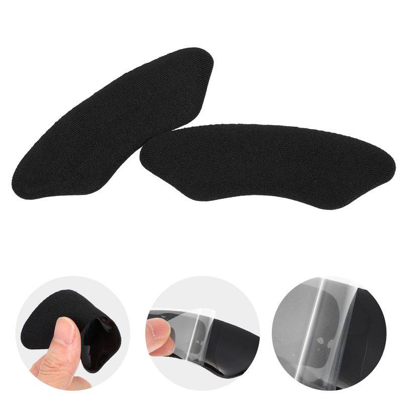 Unique Bargains Silicone Heel Support Cup Pads Orthotic Insole Plantar Care Heel Pads 4Pcs PU Clear Beige Black, 5 of 7