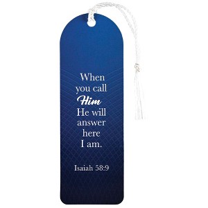 Dicksons BKMTL-521 When You Call Him He Will Answer Here I Am Ombre Navy Blue 2 x 6 Paper and Tassel Curved Top Encouraging Tassel Bookmark, Pack of - 1 of 2