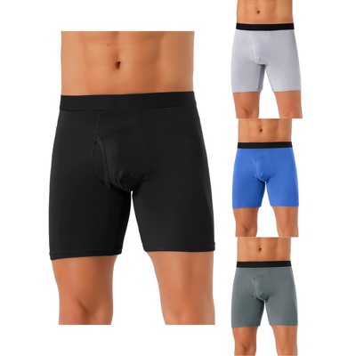 INSPIRE CHIC Men's 4 Pack Solid Color Soft Stretch Open-fly Basic Boxer Briefs