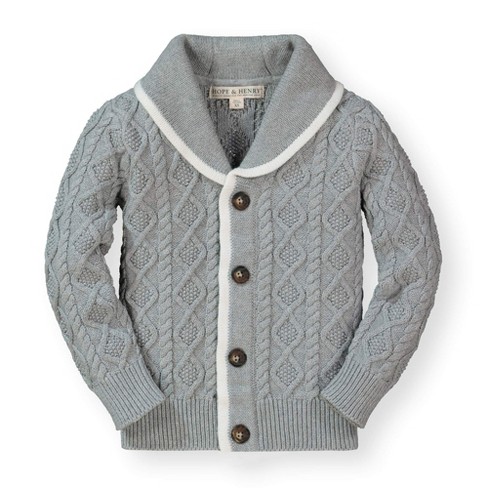 Hope Henry Boys Shawl Collar Cardigan Gray Heather with Buttons 6 12 Months