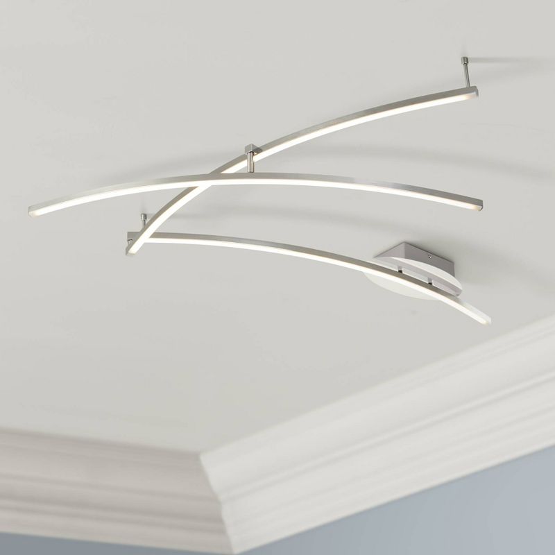 Pro Track Wilfax 3-Arm LED Ceiling Track Light Fixture Kit Adjustable Silver Chrome Finish Modern Kitchen Bathroom Living Room Dining Hallway 39" Wide, 2 of 8