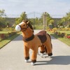 Qaba Ride on Horse for Kids 3-5 Years, 29.5 Inch Height Plush Riding Pony, Walking Horse Animal with Rolling Wheels for Active Play, Dark Brown - 2 of 4