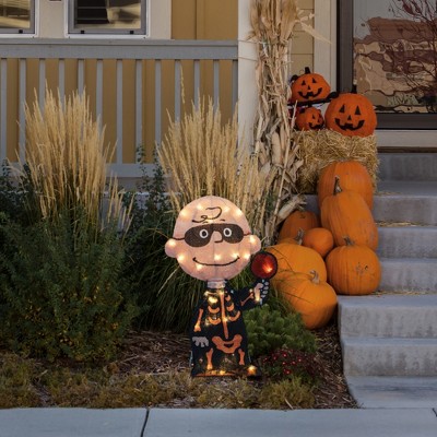 Charlie Brown Skeleton Pre-lit Halloween Decoration, 18 inches, Multicolor Plastic