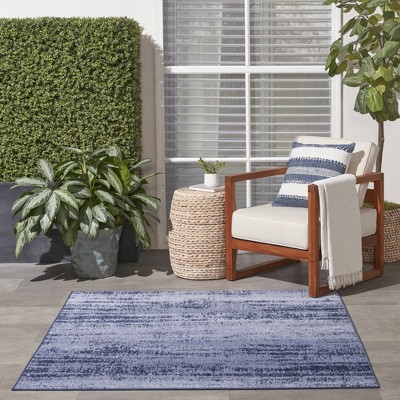 Essentials Denim Blue Abstract Indoor/Outdoor Square Rug