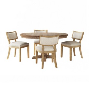 Christopher Knight Home Thomas Fabric Upholstered 5 Piece Expandable Oval Dining Set - 1 of 4