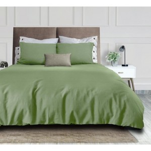 White Classic Luxury Soft Comforter Cover Set - Microfiber Duvet Cover with Zipper, 2 Pillow Shams - Comforter Not Included - 1 of 4