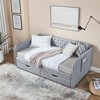 Twin Size Upholstered Daybed with Trundle Bed and Two Storage Drawers for Bedroom or Guest Room - 4 of 4