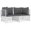 vidaXL 2 Piece Patio Lounge Set with Cushions White Steel - 3 of 4