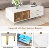 NicBex Modern Coffee Table with 4 Drawers & 2 Glass Cabinets,Gold Metal Legs and Multi-Color Lighting,Center Table for Living Room - 4 of 4