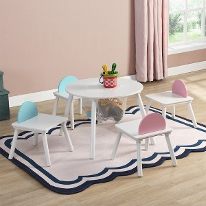 5 Pcs Children's Panel Table With 4 Chairs, Hidden Storage Bag Kitchen Chairs Modern Artistic Chairs - 1 of 4