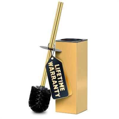 Gold Toilet Brush and Holder Set, Brushed Stainless Steel Bowl Brush with Replacable Head and Removable Inner Bowl