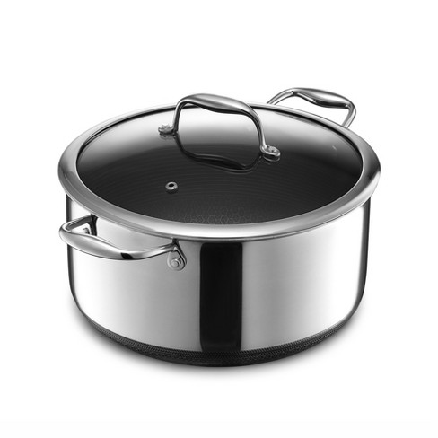 Hexclad 8 Quart Hybrid Stainless Steel Pot Saucepan With Glass Lid : Target