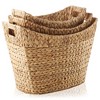 Casafield Set of 3 Water Hyacinth Oval Baskets with Handles - Natural, Woven Storage Totes for Blankets, Laundry, Bathroom, Bedroom, Living Room - 3 of 4