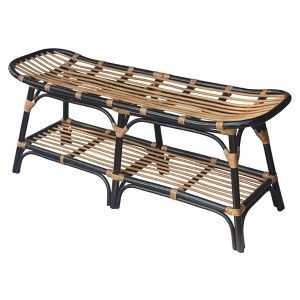New Pacific Direct Damara Rattan Bench w/ Shelf - 1 of 4