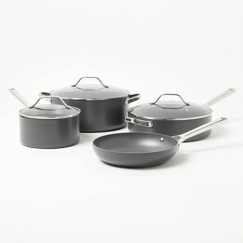 Cook N Home 8pc aluminum Cookware Set, grey color with black