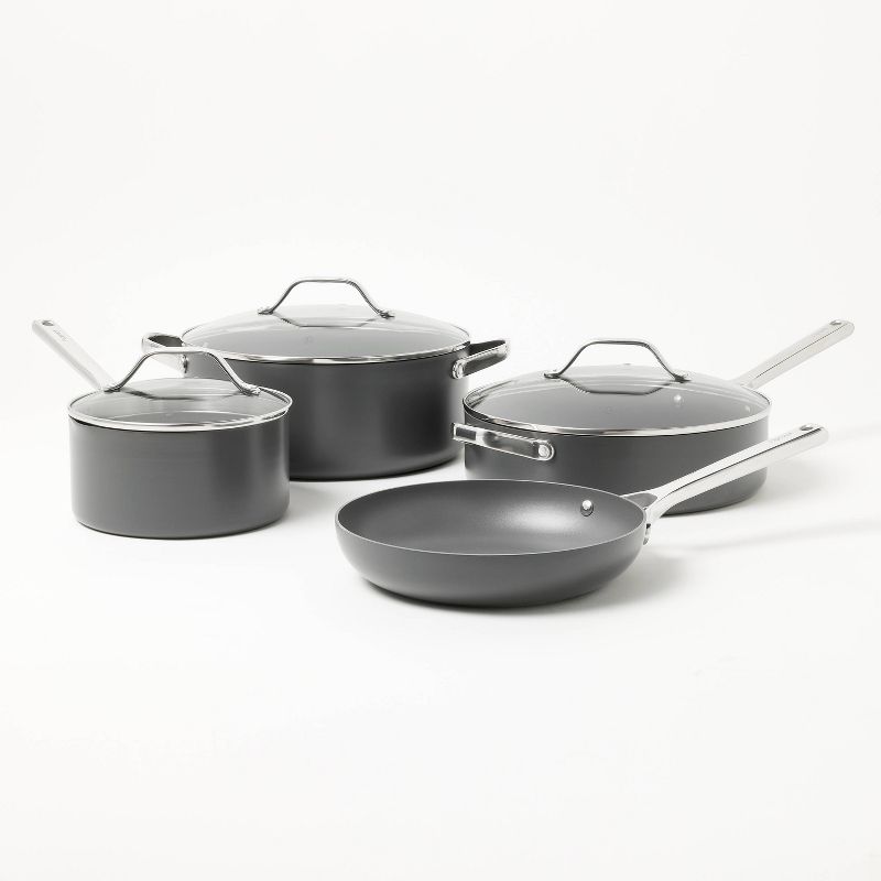 7pc Nonstick Hard Anodized Aluminum Cookware Set Dark Gray - Figmint&#8482;, 1 of 13