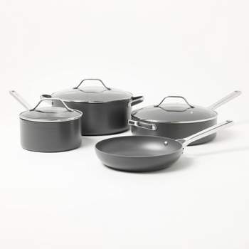 7pc Nonstick Hard Anodized Aluminum Cookware Set Dark Gray - Figmint™