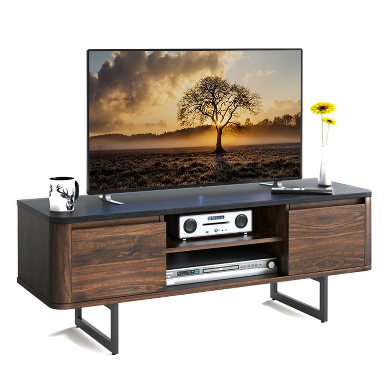 Costway TV Stand Entertainment Media Console w/ 2 Cabinets & Adjustable Shelf, 1 of 11