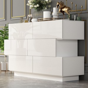 Famapy Glossy Chest of Drawers Polished 6 Drawer Dresser Modern & Contemporary Style White - 1 of 4