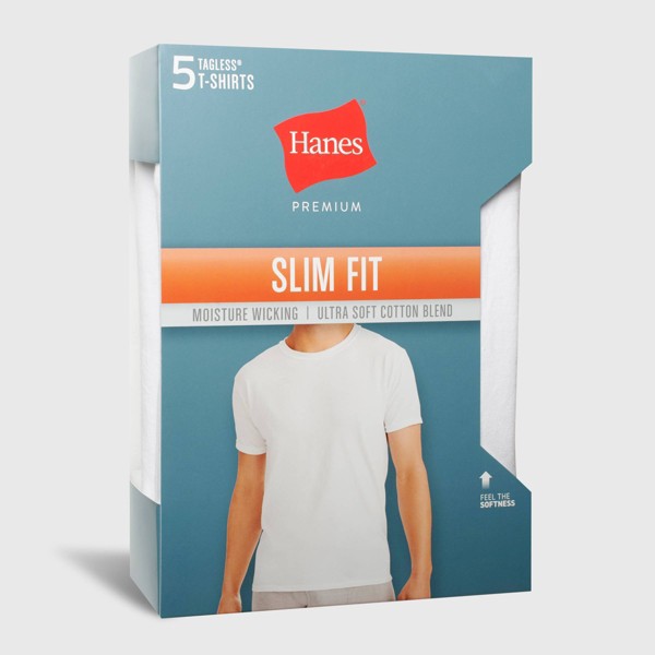 Camiseta de cuello redondo Hanes Premium para hombre, paquete de 5, corte ajustado 4