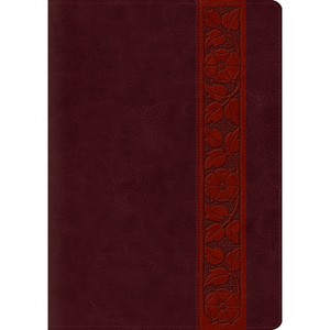 ESV Study Bible, Large Print (Trutone, Mahogany, Trellis Design, Indexed) - (Leather Bound) - 1 of 1