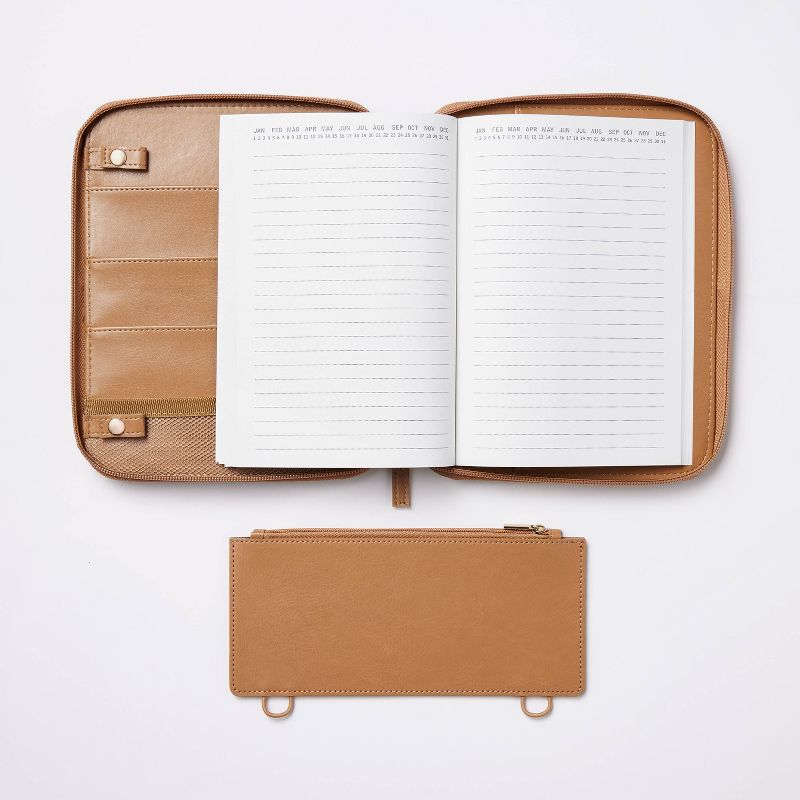Zipper Tech Case with Pockets and 60 Page 0.3&#34; Rule Notebook Brown - Threshold&#8482;, 5 of 6